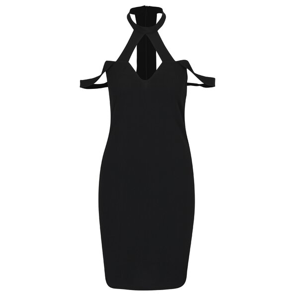 Rochie neagra cu guler choker VERO MODA Anjou