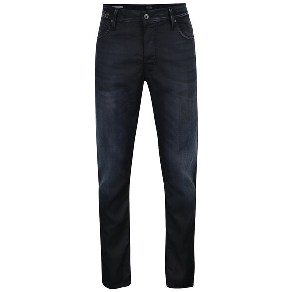 Blugi bleumarin cu aspect decolorat Jack & Jones Tim