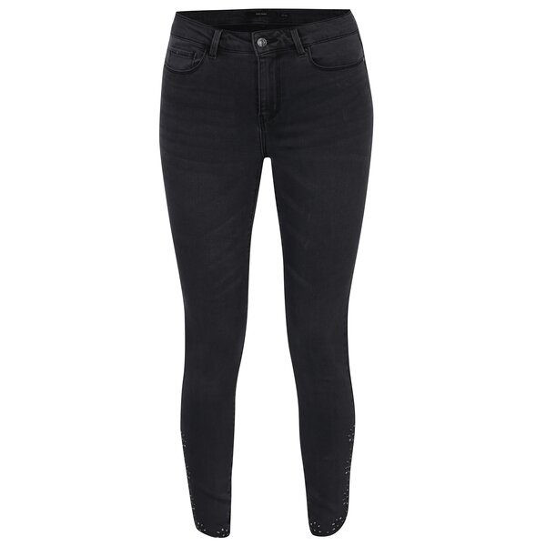 Blugi slim fit gri inchis cu aplicatii decorative VERO MODA Seven