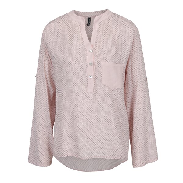 Bluza tunica roz deschis cu print geometric si buzunar Madonna