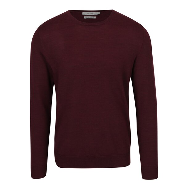 Pulover bordo din lana Merino Jack & Jones Premium Mark