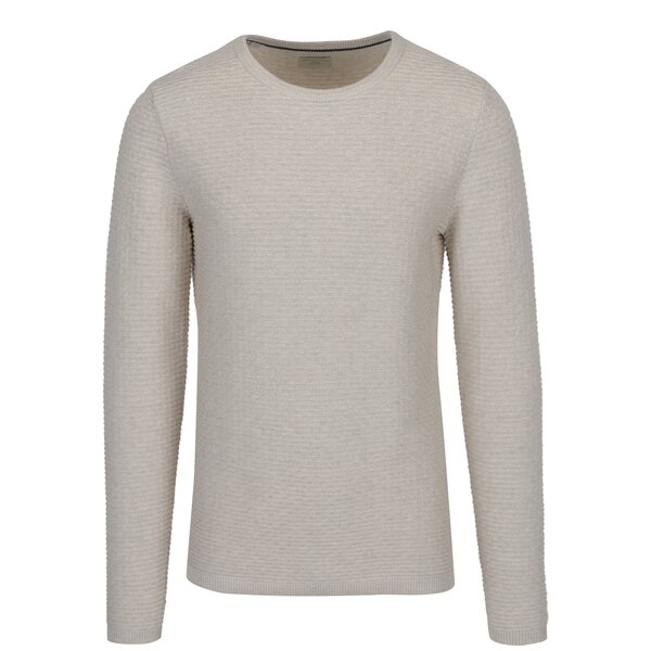 Pulover subtire bej cu dungi in relief - Selected Homme New Dean
