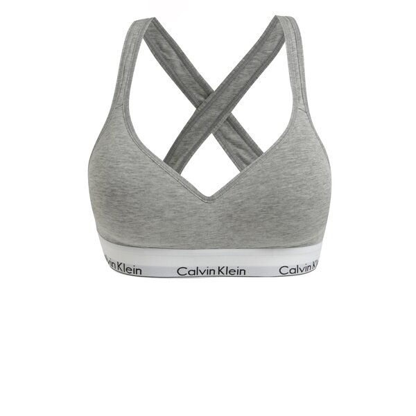 Bustier gri melanj cu bretele incrucisate la spate si logo sub bust - Calvin Klein