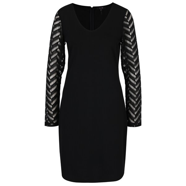 Rochie neagra cu dantela pe maneci Yest