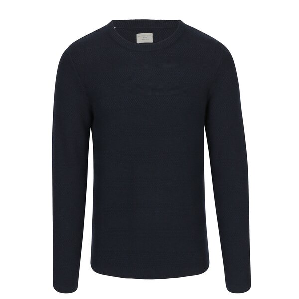 Pulover bleumarin cu model discret Selected Homme Park Camp