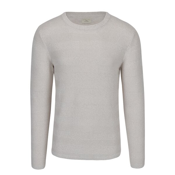 Pulover crem cu model discret Selected Homme Park Camp