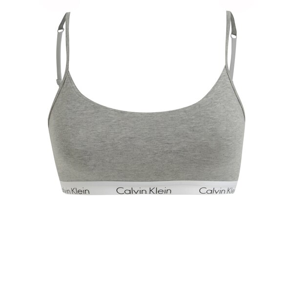 Bustier sport gri melanj cu banda lata elastica si logo - Calvin Klein