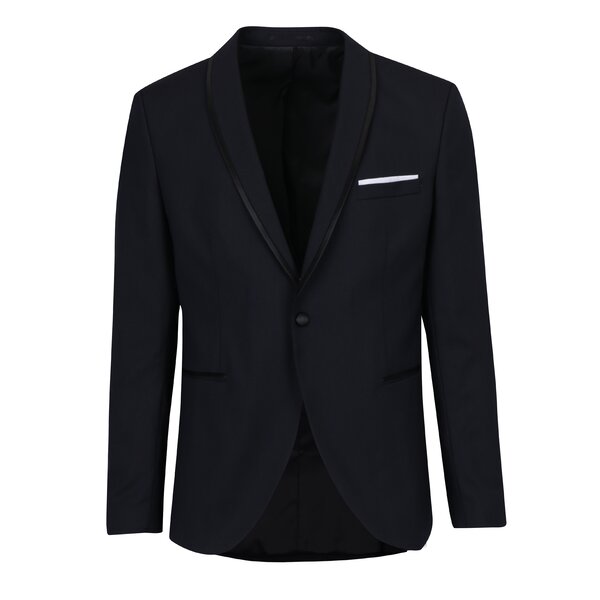 Sacou bleumarin din amestec de lana cu batista decorativa Selected Homme Done-Tux