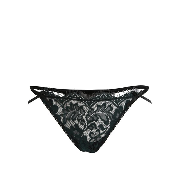 Chiloti tanga verzi din dantela cu funde decorative - Eden Lingerie