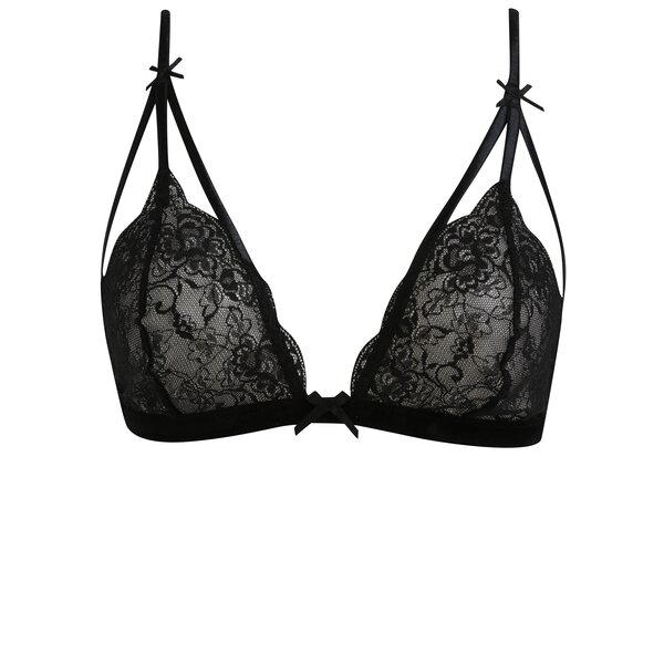Sutien negru din dantela cu bretele decorative si ajustabile - Eden Lingerie