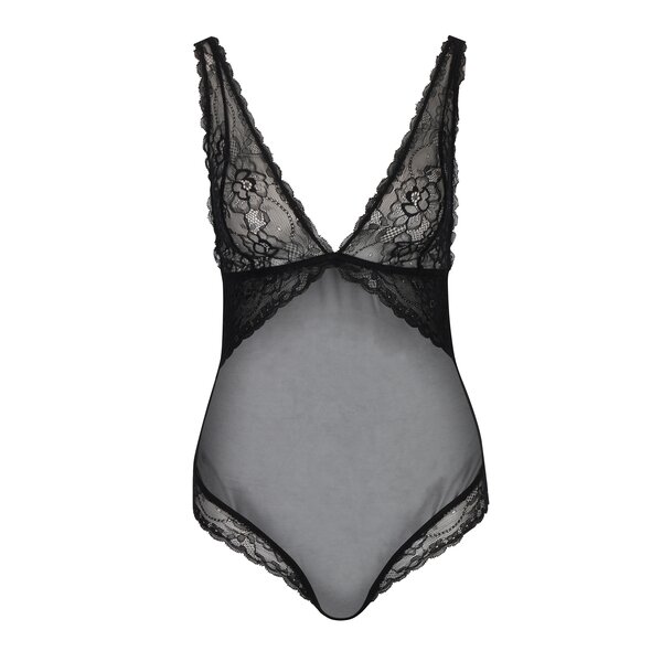 Body negru din dantela si plasa cu spate decupat - Y.A.S Esther