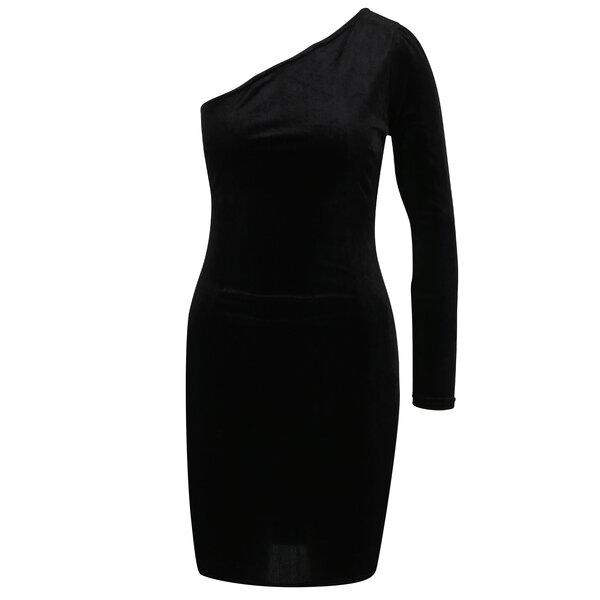 Rochie neagra asimetrica cu aspect catifelat TALLY WEiJL