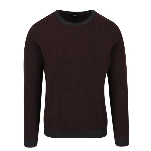 Pulover bordo cu bleumarin cu model geometric Burton Menswear London