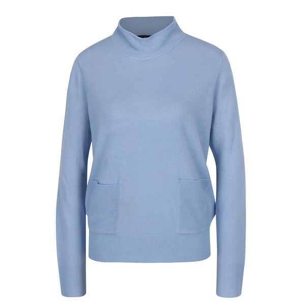 Pulover subtire bleu cu guler inalt si buzunare - VERO MODA Sami