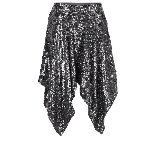 Fusta asimetrica argintie cu paiete Miss Selfridge