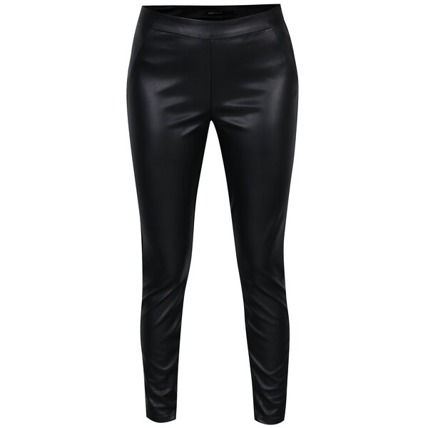 Pantaloni negri din piele sintetica ONLY Dallas