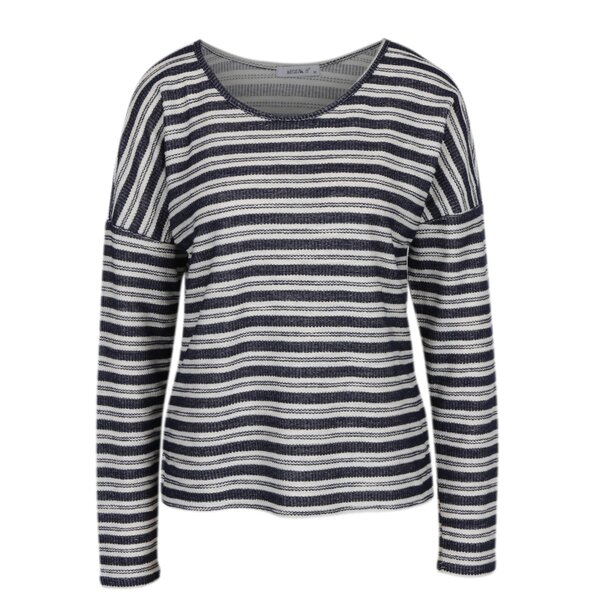 Bluza lejera cu umerii cazuti si dungi bleumarin & crem - Haily´s Enni