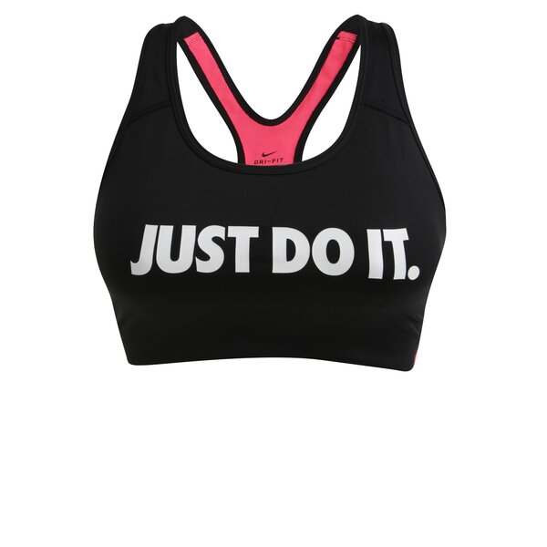 Bustier sport negru cu logo Nike Classic Swoosh Cooling