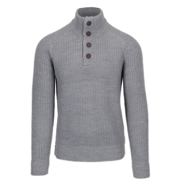 Pulover gri deschis cu guler inalt din amestec de lana Burton Menswear London