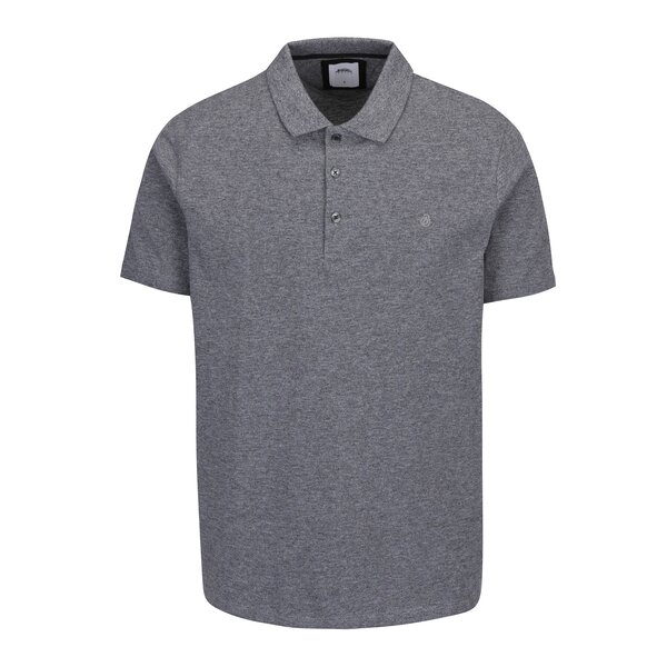 Tricou polo gri melanj cu broderie Burton Menswear London