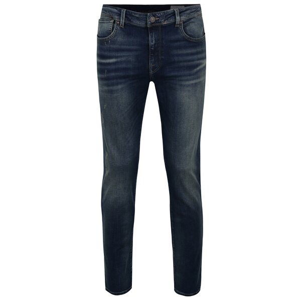 Blugi slim fit albastri cu aspect prespalat si buzunare - Selected Homme