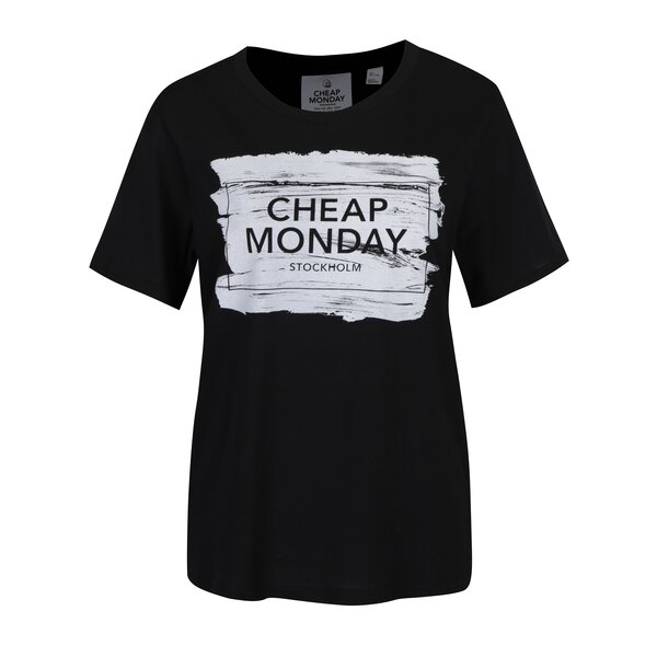 Tricou negru cu print logo Cheap Monday