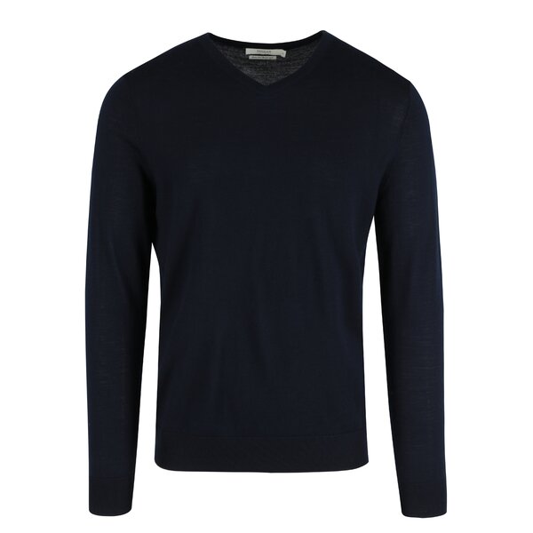 Pulover albastru închis din lână cu decolteu encoeur Jack & Jones Premium Mark