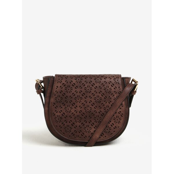 Geanta crossbody maro inchis cu perforatii - Bessie London