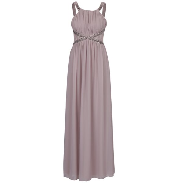 Rochie lunga roz prafuit cu aplicatii decorative si dantela - Little Mistress