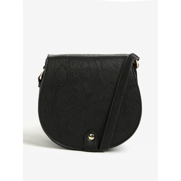 Geanta crossbody neagra cu perforatii si detalii aurii - Bessie London