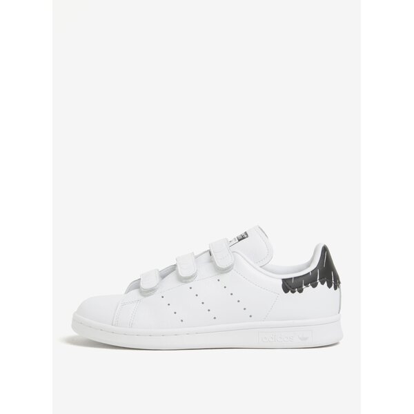 Pantofi sport albi unisex cu desene negre adidas Originals Stan Smith