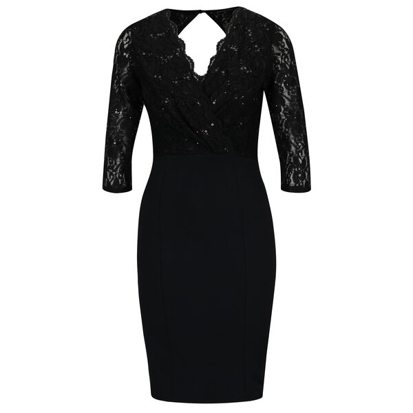 Rochie neagra cu dantela si maneci 3/4 Dorothy Perkins