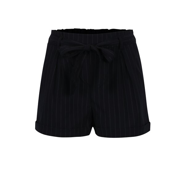 Pantaloni scurti negri cu dungi si funda in talie - TALLY WEiJL