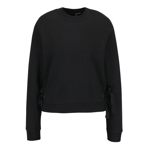 Bluza sport neagra cu funde decorative laterale - TALLY WEiJL