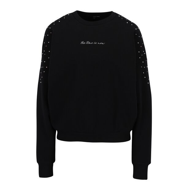 Bluza sport neagra cu aplicatii decorative si mesaj brodat - TALLY WEiJL