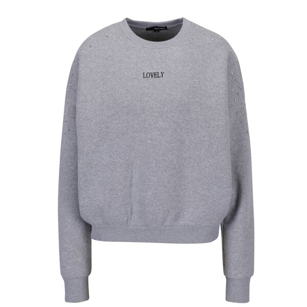 Bluza sport gri melanj cu mesaj brodat - TALLY WEiJL