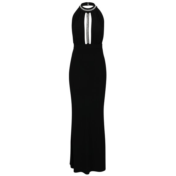 Rochie lunga neagra cu decolteu adanc cu perle aplicate - TALLY WEiJL
