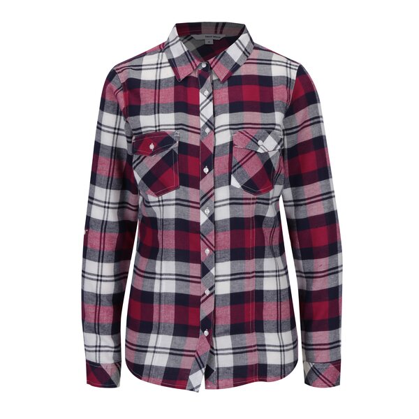 Camasa casual cu carouri crem & bordo si buzunare - TALLY WEiJL