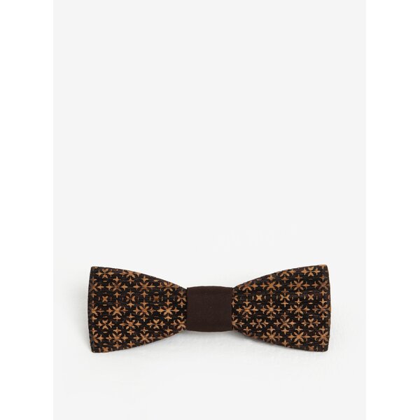 Papion din lemn cu model gravat in cutie cadou - BeWooden Decorum