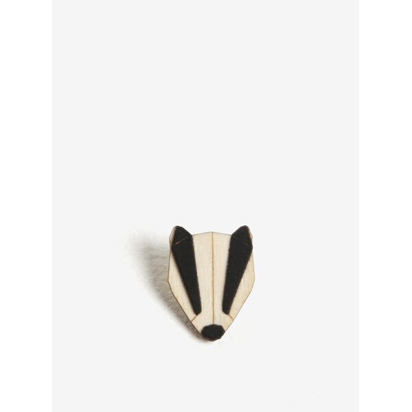 Brosa din lemn in forma de bursuc - BeWooden Badger Brooch