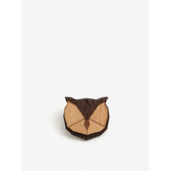 Brosa din lemn in forma de bufnita - BeWooden Owl Brooch