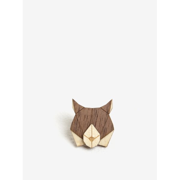 Brosa din lemn in forma de ras - BeWooden Lynx Brooch