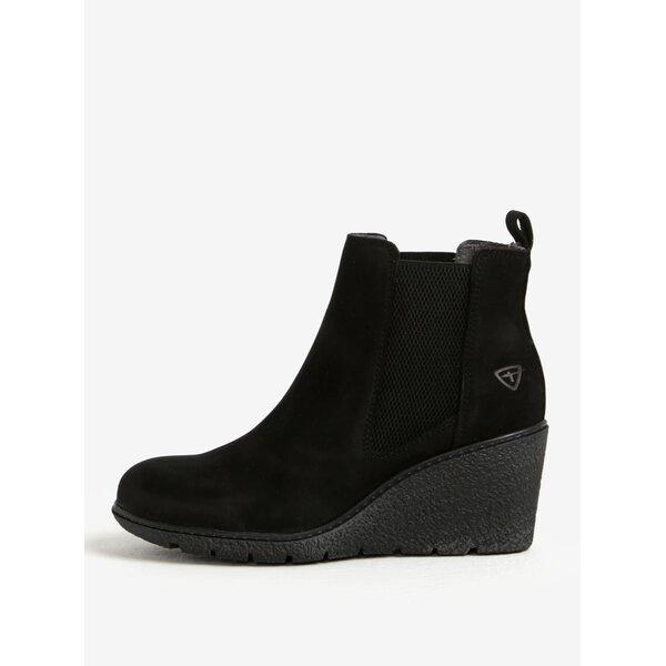 Botine Chelsea negre din piele naturala cu talpa ortopedica - Tamaris