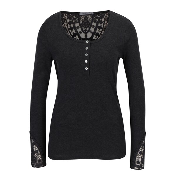 Bluza gri inchis melanj cu detalii din dantela Haily´s Rea