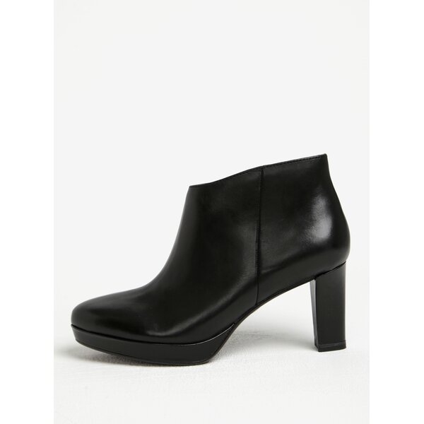 Botine negre din piele naturala cu toc - Tamaris