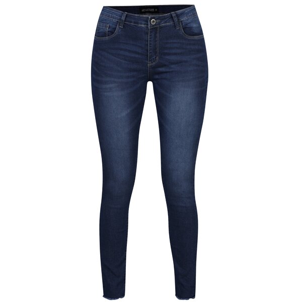Blugi slim fit albastri cu franjuri Haily’s Sally