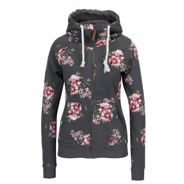 Hanorac gri cu print floral si guler inalt Haily´s Lisa