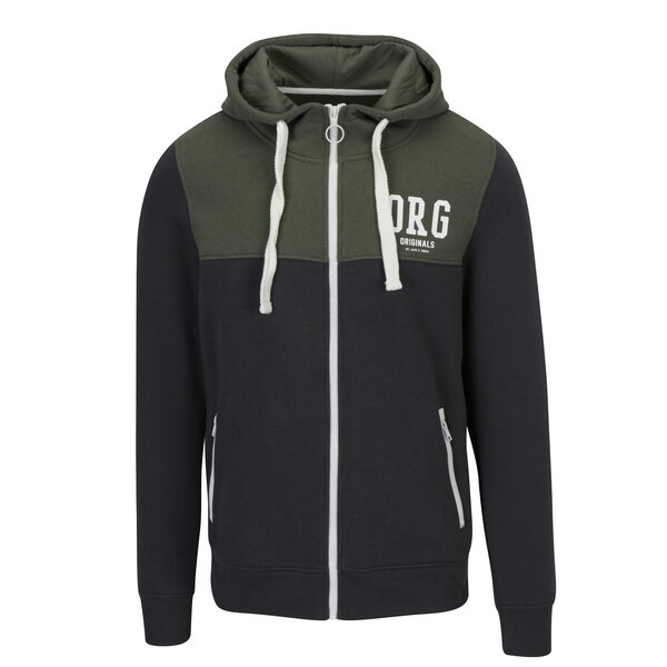 Hanorac gri&verde inchis cu print Jack & Jones New Damian
