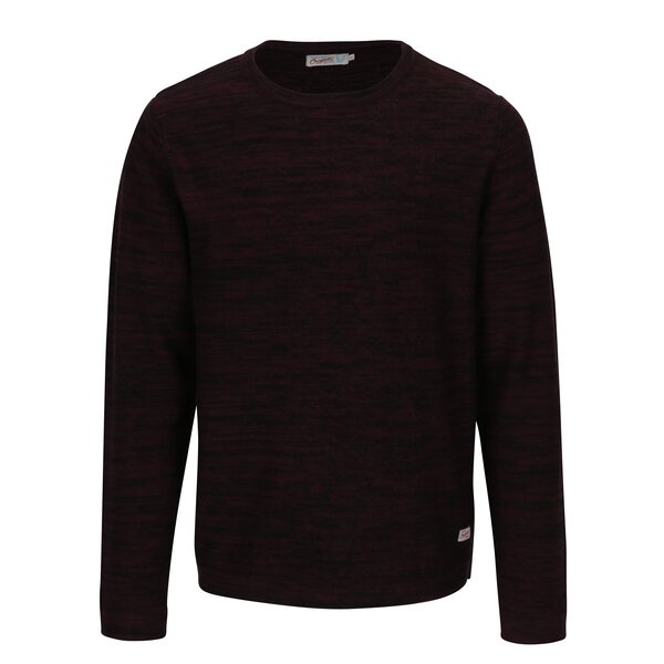 Pulover bordo melanj cu decolteu rotund Jack & Jones Originals Fargo