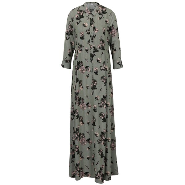 Rochie-camasa maxi cu dungi si flori VILA Valene